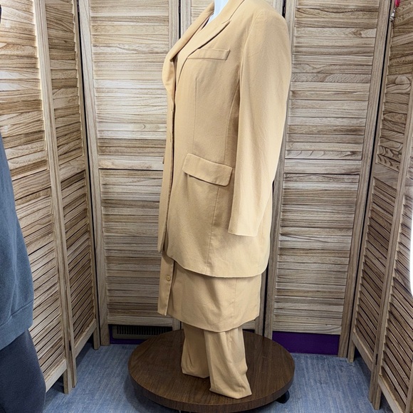 For You Jacket Tank Dress Lined Pants 3-Piece Suit Set Vintage Size 18 Camel - Picture 3 of 14